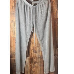 Alexa & Stella Silver Metallic Ribbed Lounge Pants - Size M